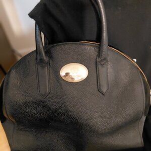 Blk leather Roberto Cavalli bowling bag
